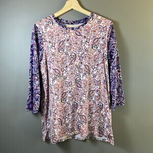 Lands’ End Women’s 3/4 Sleeve Paisley Top Size Small (6-8)